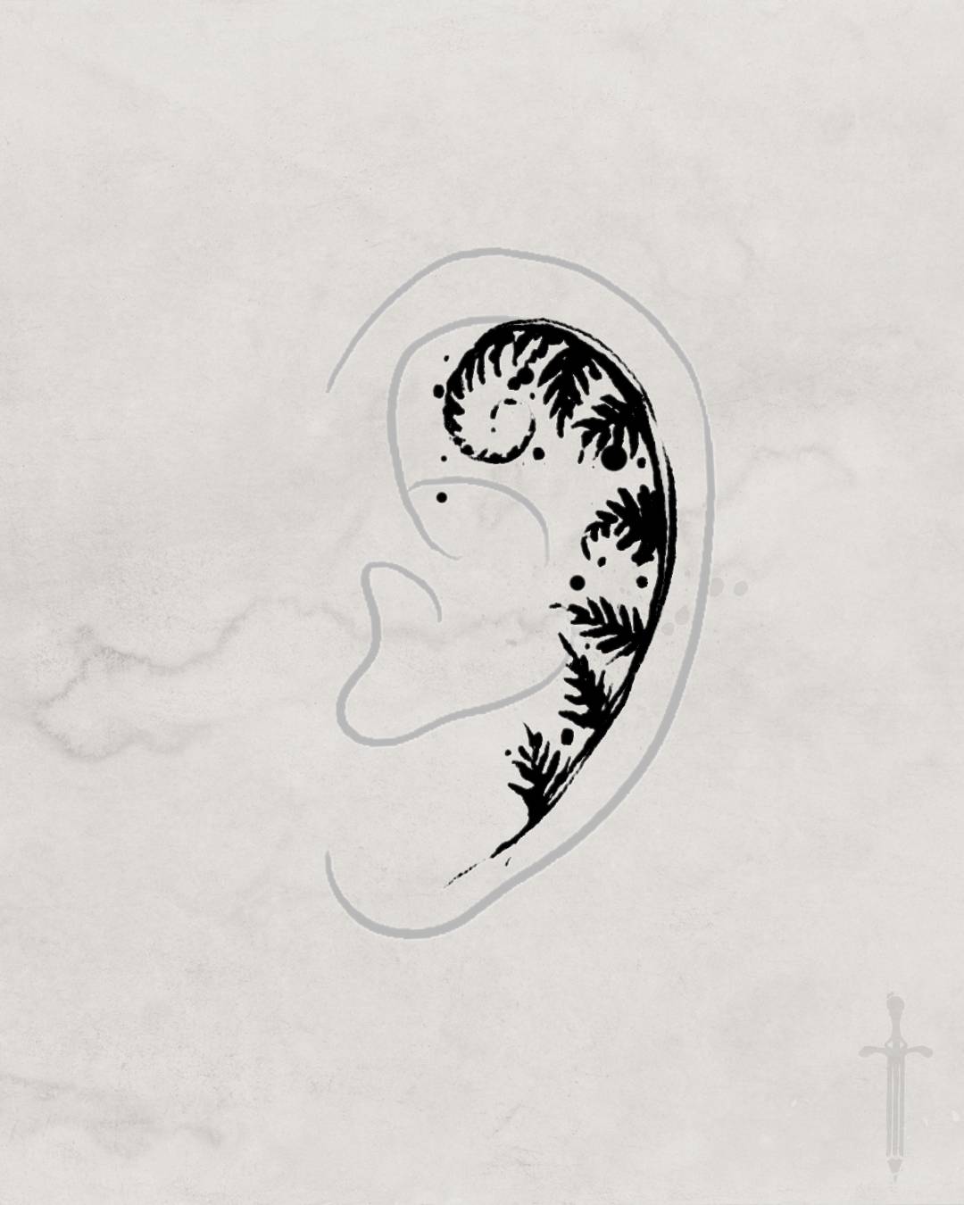 Ear design tattoo