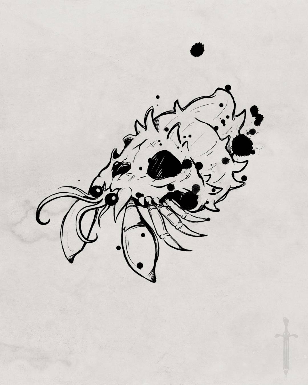 Skull crab tattoo design