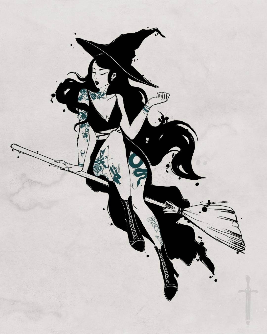 Witch tattoo design
