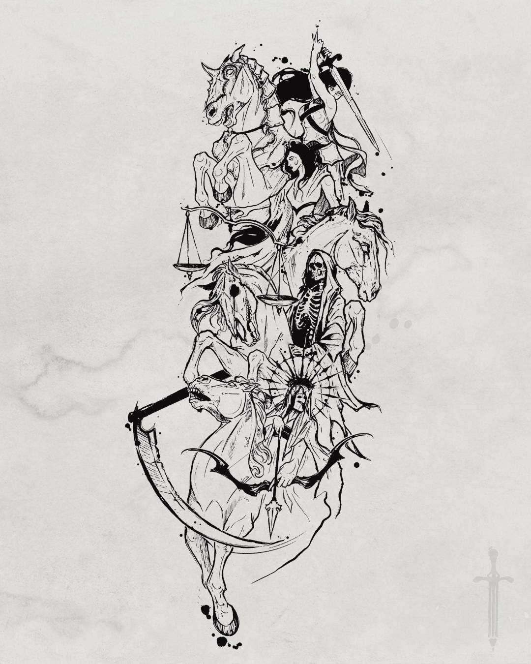 Four Horsemen of the Apocalypse tattoo design