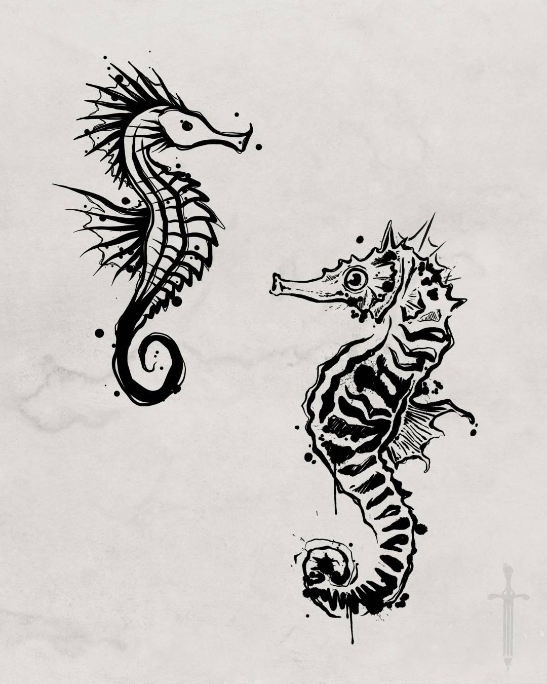 Seahorse tattoo design