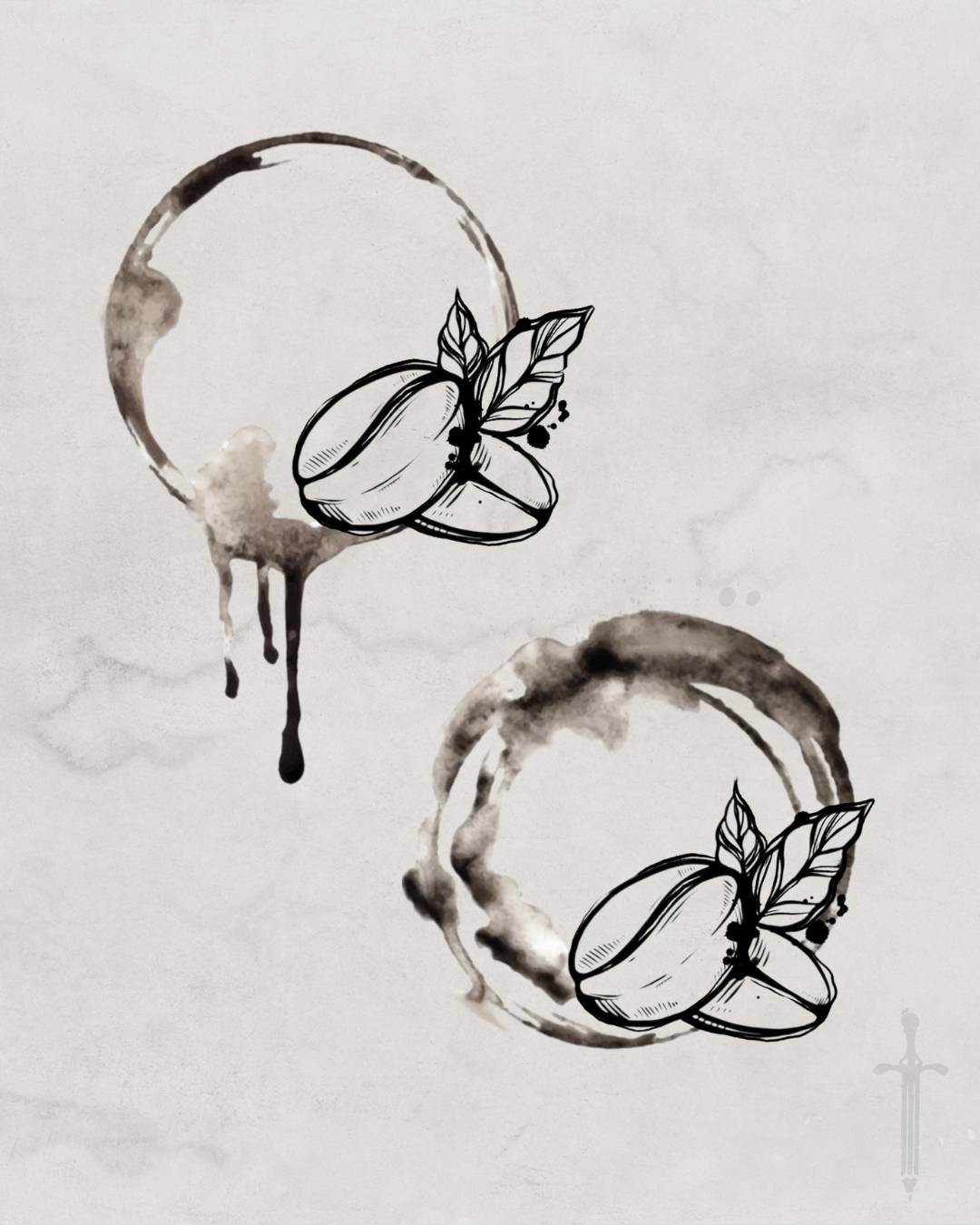 Coffee stain tattoo design
