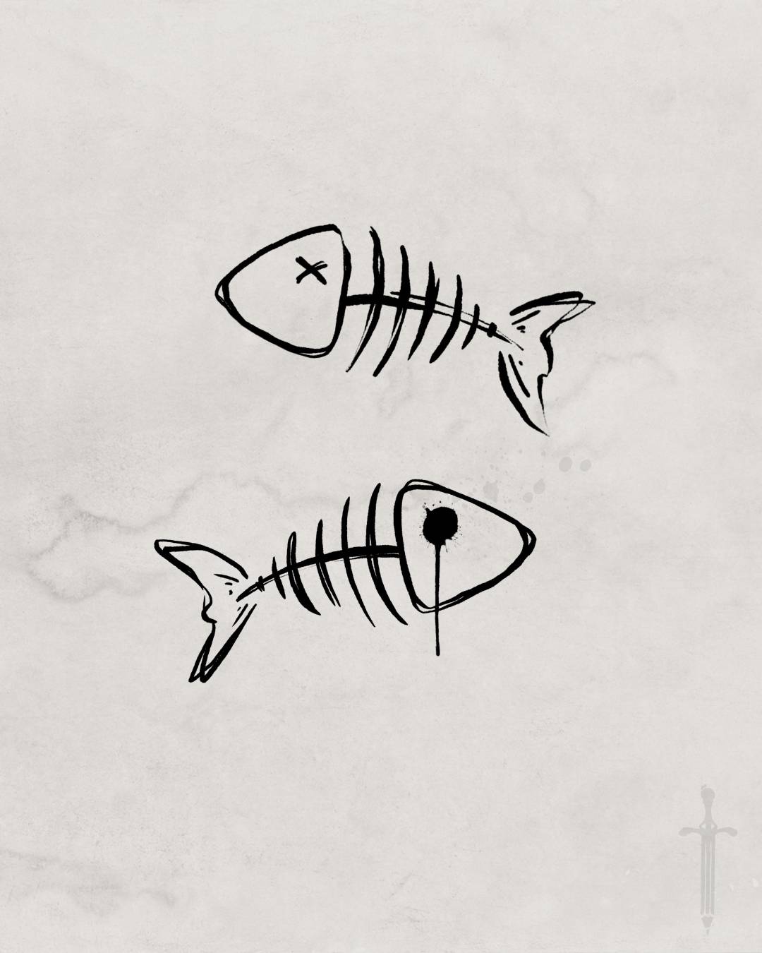 Fish skeleton tattoo design