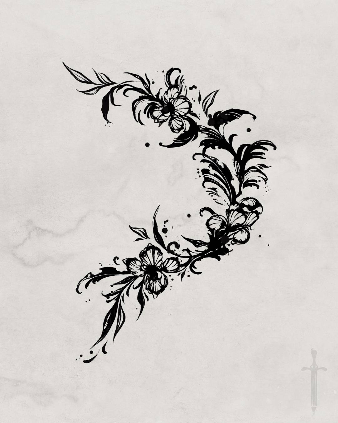 Floral leaf tattoo design