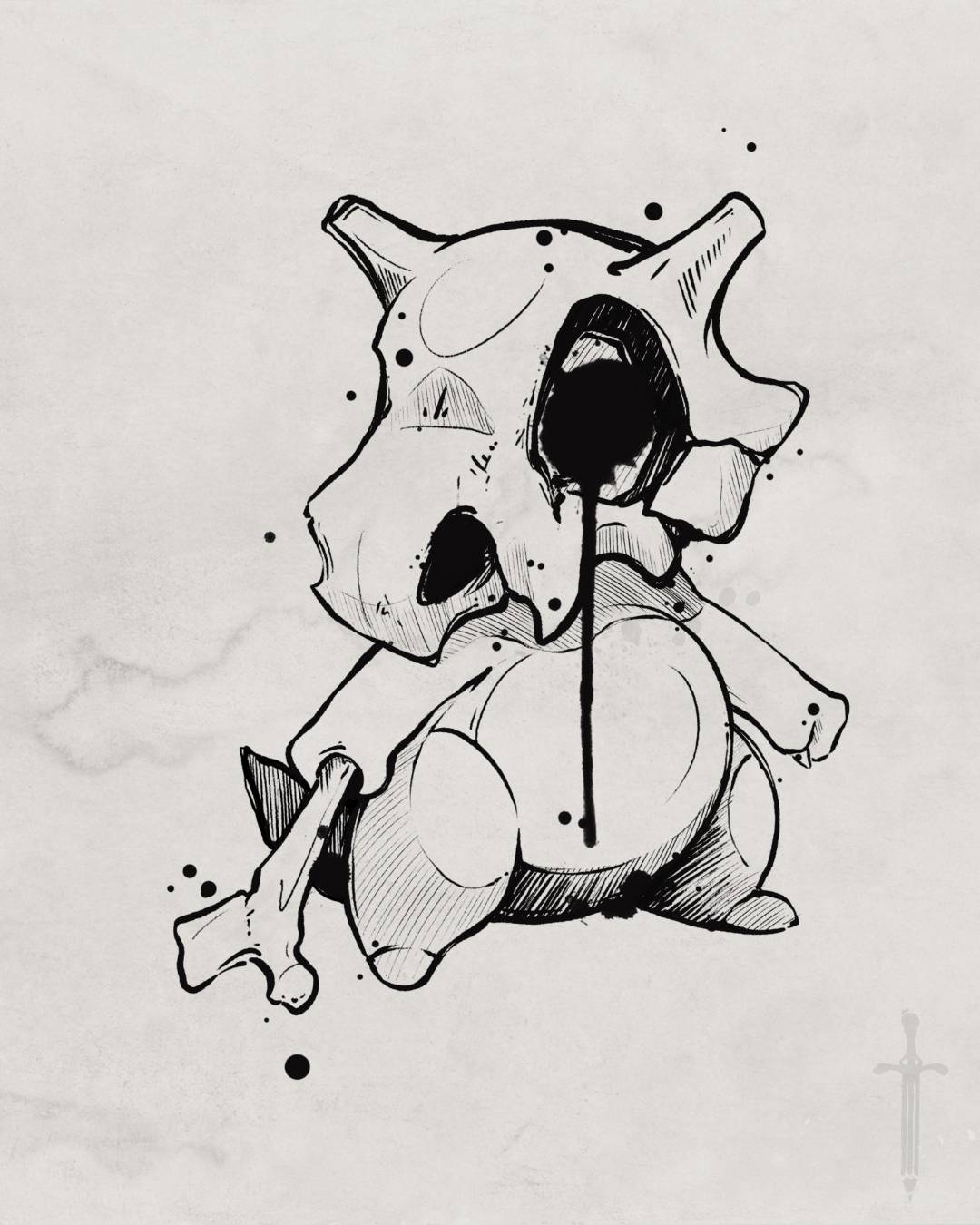 Cubone Pokemon tattoo design