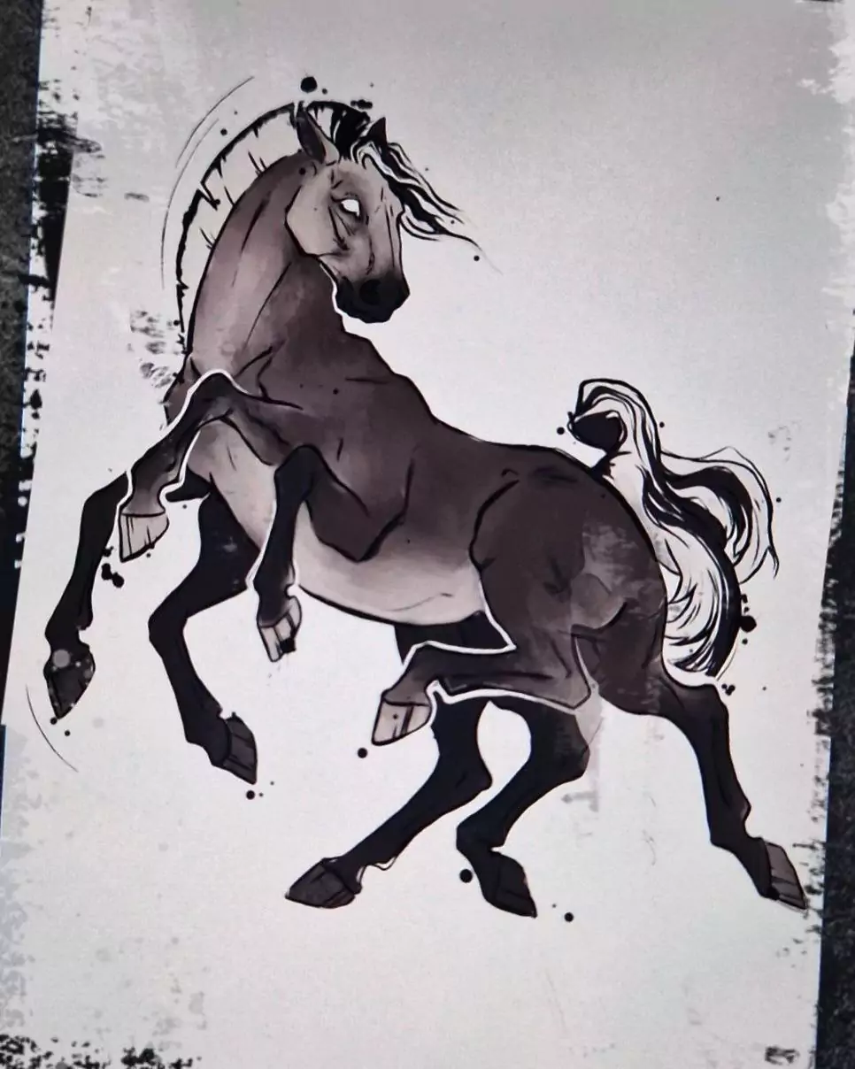 Norse mythology fjor horse Sleipnir tattoo design